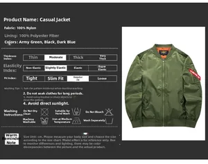 Detail view showing military green MA-1 bomber jacket with ribbed collar and zip pocket