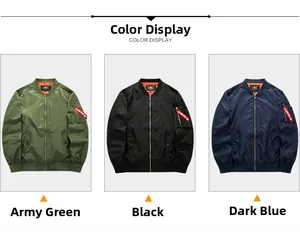 Detailed comparison of MA-1 bomber jackets in olive green, black, and navy blue options