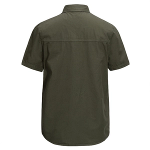 Men's cotton short sleeve shirt in army green color featuring a clean back view design