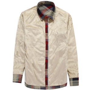Chemise homme à manches longues en polaire avec détails en patchwork à carreaux classiques