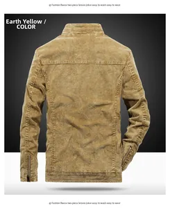 Detail of khaki denim jacket back featuring vintage texture and vertical seam stitching