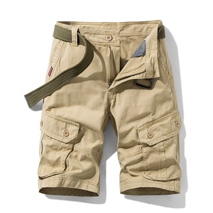 Pantalones Cortos Cargo Casuales para Hombre Ajuste Holgado Sarga de Algodón Multibolsillo Con Cinturón Shorts de Verano Outdoor