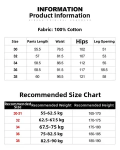 Guía de tallas para pantalones cortos cargo de algodón para hombre con medidas 30-38