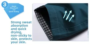 Close-up of quick-dry fabric seam and classic grey plaid lining on men shorts