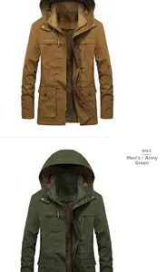 Detail of fleece lining and multi-pocket design on men's thermal hooded parka jacket