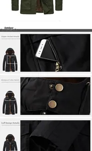 Close-up of windproof high collar and warm fleece lining on this outdoor hooded jacket