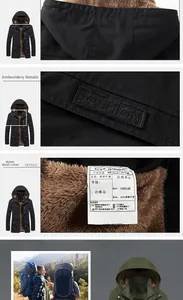 Detailed view of the warm fleece lining and high-quality fashion embroidery on the jacket