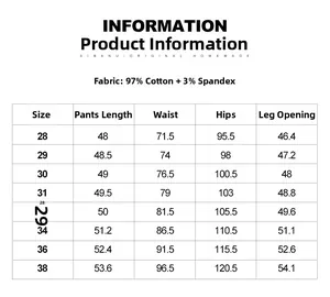 Detailed size chart for men's cotton cargo shorts showing waist and hip measurements