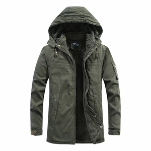 Giacca Imbottita in Cotone Casual da Uomo Con Fodera in Pile Spesso Parka Invernale Con Cappuccio Lunghezza Media Outdoor