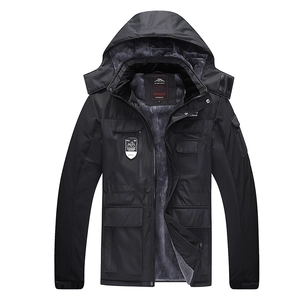 Übergroßer Herren-Winterparka in Schwarz mit Fleecefutter und winddichter Kapuze
