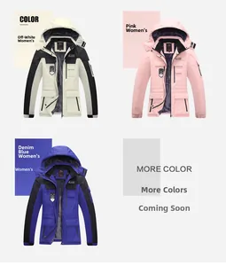 Detailansicht der Damen-Funktionsjacke mit lila Fleece-Futter und Taschen für den Winter