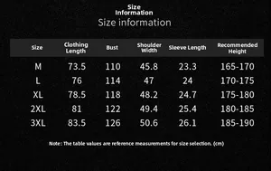 Detailed size chart for men's denim short sleeve shirt including M-3XL measurements