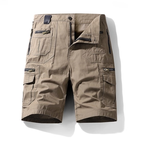 Herren Cargo-Shorts aus Baumwolle in Khaki mit mehreren Taschen im Outdoor-Stil