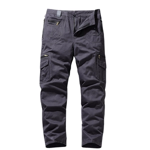 Dunkelgraue Cargo-Hose für Herren, locker geschnitten, mit vielen Funktionstaschen