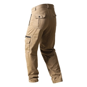 Herren Cargo-Hose aus Baumwolle in Khaki mit taktischen Taschen und Reißverschlüssen