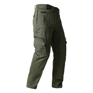 Armeegrüne Cargo-Hose für Herren aus Baumwolle mit vielen Taschen und lockerer Passform