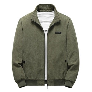 Men's Corduroy Jacket Fleece Lined Warm Winter Coat Stand Collar Zipper Casual Workwear Outerwear Thick Plus Size Men