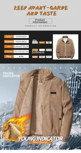 Detailed view of khaki corduroy jacket with thick faux sherpa lining and ribbed hem