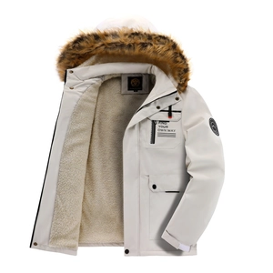Herren Winter Parka Jacke Mit Kapuze Kunstpelzkragen Sherpa Fleece Futter Winddicht Dick Warm Lässig Outdoor Mantel
