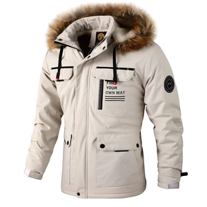 Herren Winterparka mit dicker Kunstfellkapuze und praktischem Mehrstaschen-Design