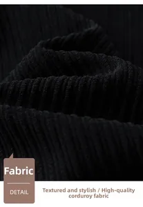 Macro shot of black corduroy fabric texture showing vertical ridges and thick material
