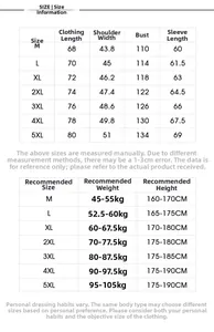 Detailed size chart for men jacket showing body measurements and size recommendations