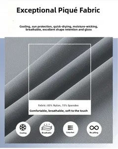 Detail of grey pique fabric showing breathable honeycomb texture and high elasticity