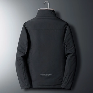 Men's thick fleece-lined jacket with stand collar and back printed graphic detail