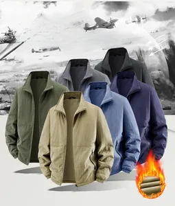 Men's outdoor stand collar jacket featuring six colors and thick warm fleece lining