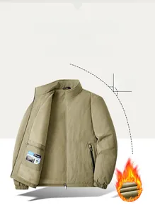 Detail view of winter jacket with warm fleece lining and inner pocket stitching