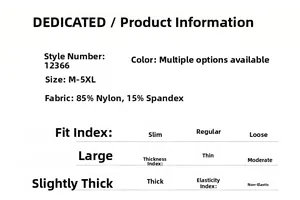 Detailed fabric specification for men's polo shirt showing 85% nylon and 15% spandex composition