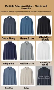 Detailed multi-color grid showcasing eight color options for men's long-sleeve polo shirts