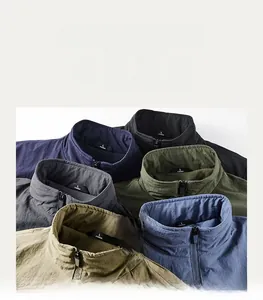 Outdoor stand collar fleece jackets in six colors including navy, olive, and khaki