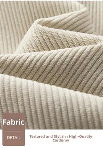 Detailed close-up of premium corduroy fabric showing thick vertical ribbed texture