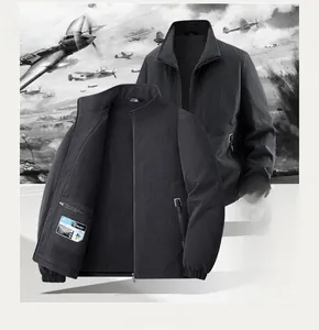 Detail of men's black fleece lined jacket with warm collar and interior safety pocket