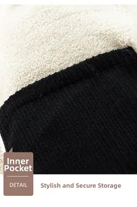 Detailed shot of the inner pocket on a Sherpa jacket with premium stitching and texture