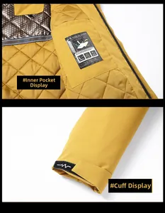 Detail view of ginger jacket featuring quilted warm lining and adjustable sleeve cuffs