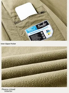 Detail of fleece lining and secure internal zipper pocket for outdoor jacket