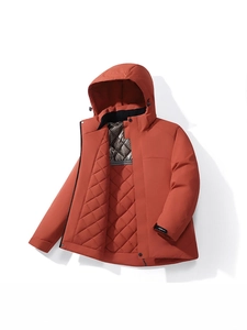 Men's winter thickened thermal parka jacket with waterproof hood and quilted lining