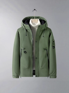 Winter thickened hooded parkas in sage green with graphene padding for men and women