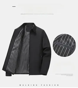 Detail of premium autumn jacket featuring striped lining and a functional inner pocket