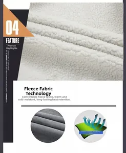 Detailed close-up of warm white lamb wool lining and gray windproof fabric texture