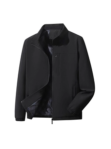 Men Business Casual Windproof Stand Collar Jacket With Plaid Lining Multi Pocket Loose Fit Spring Fall Outerwear Coat