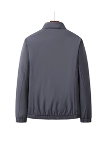 Doudoune grise pour homme avec col montant tissu coupe-vent et ourlet élastique vue arrière