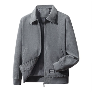 Heren Ribfluweel Opstaande Kraag Volledige Rits Casual Jas Lente Herfst Bovenkleding