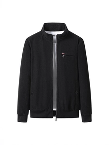 Men's black corduroy winter jacket with sherpa lining and zip chest pocket details