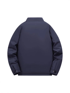 Piumino uomo blu navy con colletto stile baseball e finitura opaca, vista posteriore