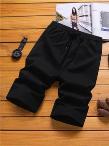 Herren Casual Cargo Shorts Lockerer Schnitt Baumwollmischung Caprihose Elastischer Bund Kordelzug Sommer Shorts Mit Taschen