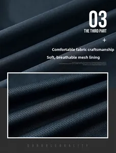Detail of jacket inner lining featuring soft, breathable dark blue mesh fabric texture