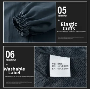 Detail of elastic windproof cuffs and mesh lining on a men's casual jacket coat